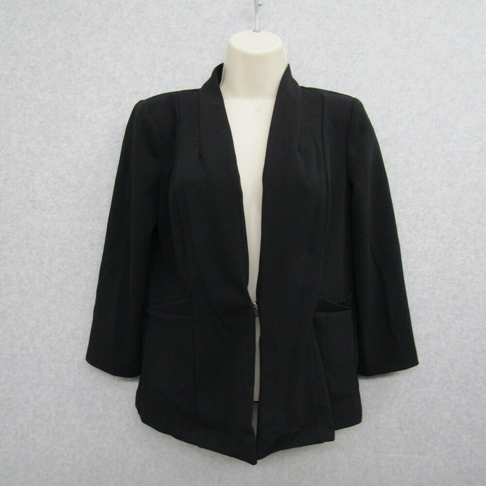NYCC Womens Blazer Jacket Small Black Long Sleeve Open Business Casual Preppy